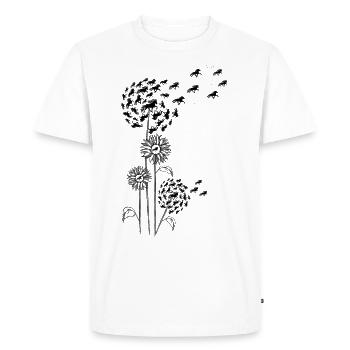 Pissenlit avec fleur et noir noir - T-shirt Premium bio Homme - blanc - Devant - Nico (187cm)
