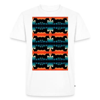 Motifs cheval silhouette coucher du soleil - T-shirt Premium bio Homme - blanc - Devant - Nico (187cm)