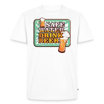 SAFE WATER DRINK BEER - Men's Premium Organic T-Shirt - white - Front - Nico (187cm)