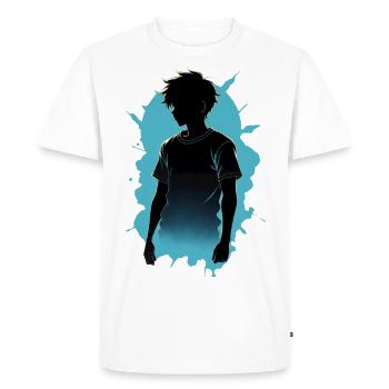 Azure Anime Dreams: Silhouette Portrait in Blue - Men's Premium Organic T-Shirt - white - Front - Nico (187cm)