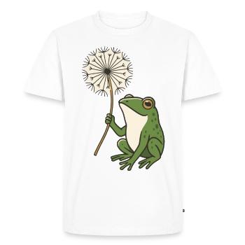 Frog with dandelion – nature meets peace - Men's Premium Organic T-Shirt - white - Front - Nico (187cm)