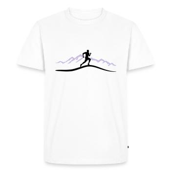 Running, Runner & Mountains - T-shirt Premium bio Homme - blanc - Devant - Nico (187cm)