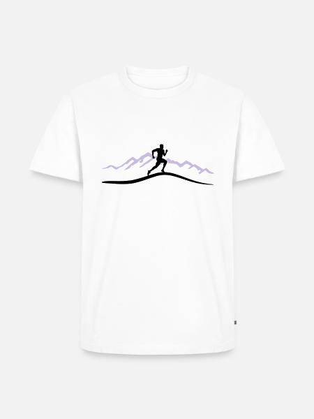 Running, Runner & Mountains - Men's Premium Organic T-Shirt - white
