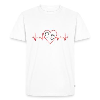 Cadeau de maman enceinte de battement de coeur de bébé - T-shirt Premium bio Homme - blanc - Devant - Nico (187cm)