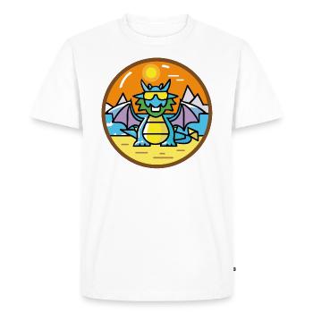 Dragon sur la plage - T-shirt Premium bio Homme - blanc - Devant - Nico (187cm)