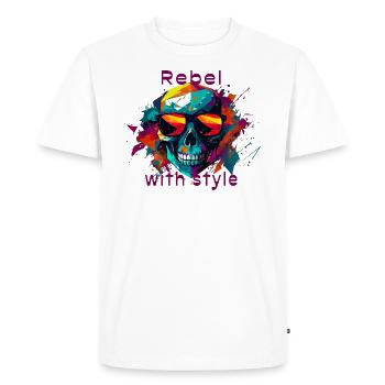 Rebell with style - Men's Premium Organic T-Shirt - white - Front - Nico (187cm)