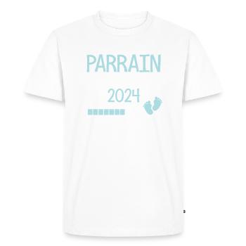 Parrain en 2024 Cadeau Annonce de grossesse humour - T-shirt Premium bio Homme - blanc - Devant - Nico (187cm)