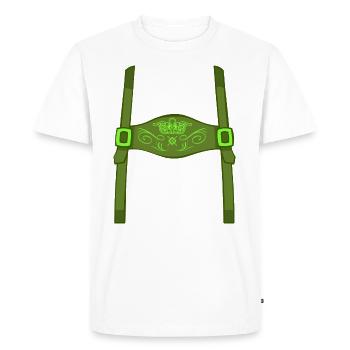 Pantalon en cuir Tracht Wiesn Bière - T-shirt Premium bio Homme - blanc - Devant - Nico (187cm)