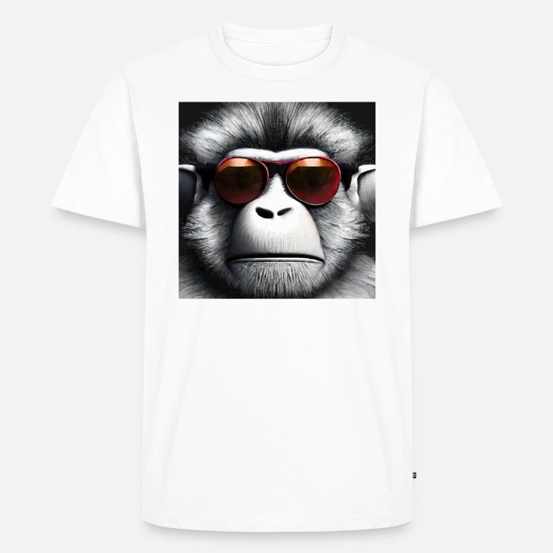 COOL MONKEY - Männer Premium Bio T-Shirt - Weiß