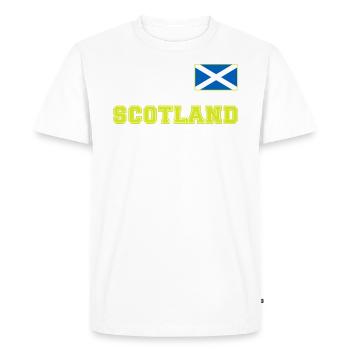 Scotland Shirt Look - SCOTLAND with Flag Flag - Men's Premium Organic T-Shirt - white - Front - Nico (187cm)