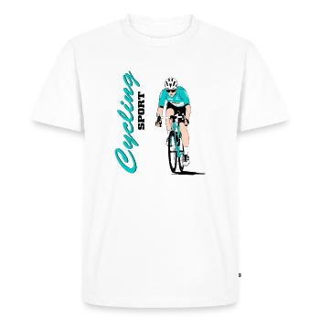 Cyclisme - Cyclistes sur route - Courses cyclistes - T-shirt Premium bio Homme - blanc - Devant - Nico (187cm)