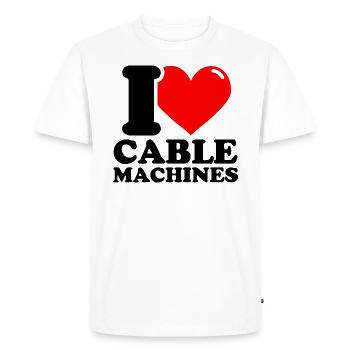 I Love Rope Pull Machines – Fitness Weightlifting - Men's Premium Organic T-Shirt - white - Front - Nico (187cm)