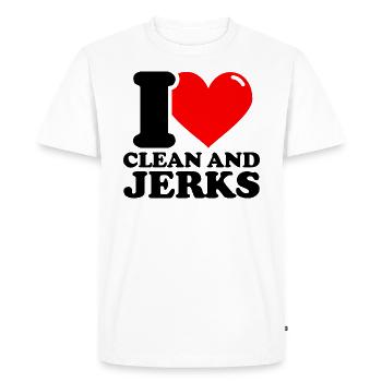 J’aime le poids de fitness propre et épaulé - T-shirt Premium bio Homme - blanc - Devant - Nico (187cm)