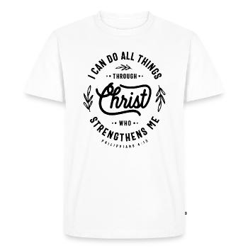 Philippians 4:13 Christian Quote - Men's Premium Organic T-Shirt - white - Front - Nico (187cm)