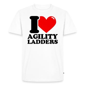 J’adore les échelles d’agilité - fitness haltérophilie l - T-shirt Premium bio Homme - blanc - Devant - Nico (187cm)