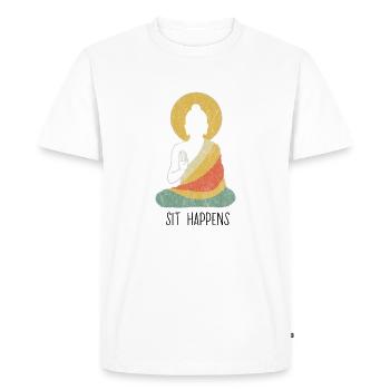 Funny buddha buddhism meditation peace dharma zen - Men's Premium Organic T-Shirt - white - Front - Nico (187cm)