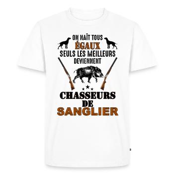 Humour Cadeau chasse de sanglier - T-shirt Premium bio Homme - blanc - Devant - Nico (187cm)