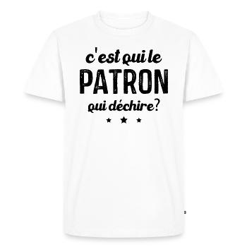 C'est qui le patron qui déchire, Cadeau patron - T-shirt Premium bio Homme - blanc - Devant - Nico (187cm)