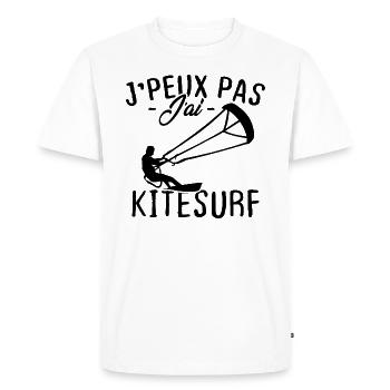 J'peux pas j'ai Kitesurf - T-shirt Premium bio Homme - blanc - Devant - Nico (187cm)