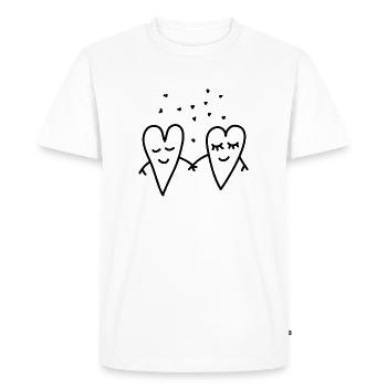 Valentin Amour Coeurs Couple Relation petite amie - T-shirt Premium bio Homme - blanc - Devant - Nico (187cm)