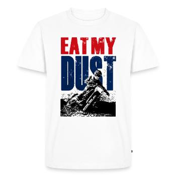 MANGE MON DIRT BIKE POUSSIÈRE - T-shirt Premium bio Homme - blanc - Devant - Nico (187cm)