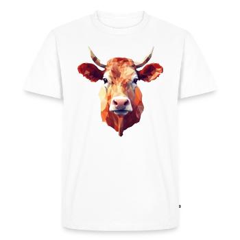 Polygon Style Vache / Taureau / Bœuf - Design créatif - T-shirt Premium bio Homme - blanc - Devant - Nico (187cm)