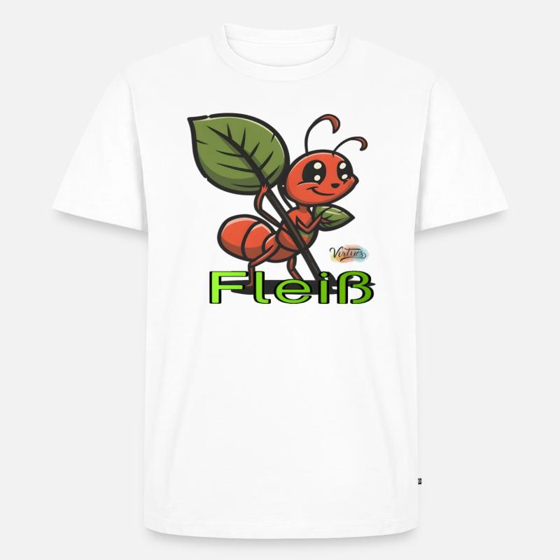 Werte mit Tieren: FLeiß - Männer Premium Bio T-Shirt - Weiß