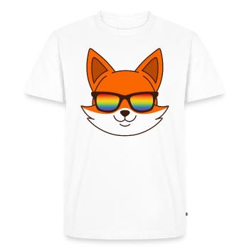 Renard avec lunettes de soleil arc-en-ciel - T-shirt Premium bio Homme - blanc - Devant - Nico (187cm)