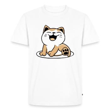 chat heureux - T-shirt Premium bio Homme - blanc - Devant - Nico (187cm)
