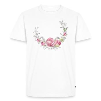 Couronne de fleurs avec roses, personnalisable - T-shirt Premium bio Homme - blanc - Devant - Nico (187cm)