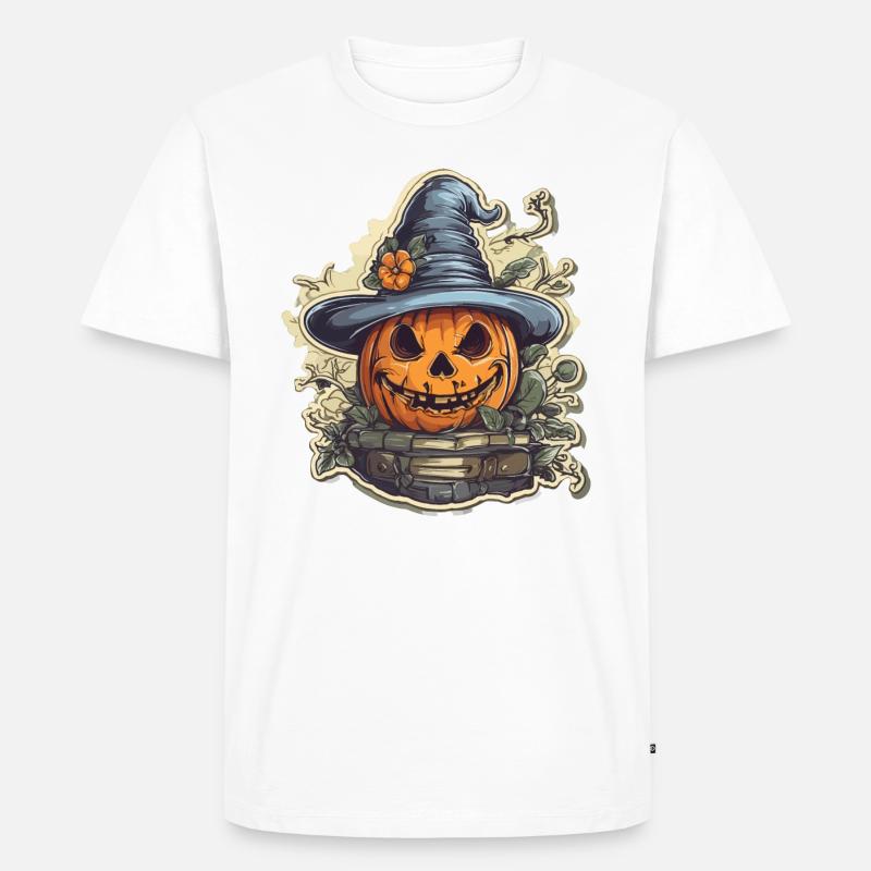 Friendly Halloween Pumpkin - Männer Premium Bio T-Shirt - Weiß