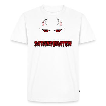 Rôti de Satan, tête de diable, cornes, yeux - Satan - T-shirt Premium bio Homme - blanc - Devant - Nico (187cm)