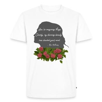 Citation confiante de Rose Hathaway avec Roses - T-shirt Premium bio Homme - blanc - Devant - Nico (187cm)
