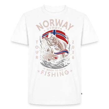 NORWAY FISHING - Dyrøya - 2026 - Men's Premium Organic T-Shirt - white - Front - Nico (187cm)
