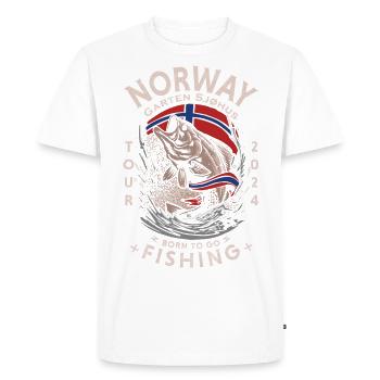 PÊCHE EN NORVÈGE - Jardin Sjøhus - 2024 - T-shirt Premium bio Homme - blanc - Devant - Nico (187cm)