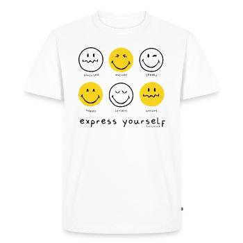SmileyWorld Express Yourself Différentes Émotions - T-shirt Premium bio Homme - blanc - Devant - Nico (187cm)