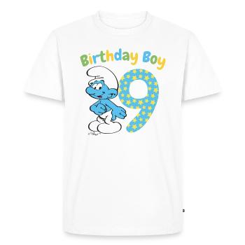 Birthday Boy 9e Verjaardag - Mannen Premium Bio T-shirt - wit - Voor - Nico (187cm)