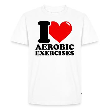 J’aime l’exercice aérobique - Fitness Haltérophilie l - T-shirt Premium bio Homme - blanc - Devant - Nico (187cm)