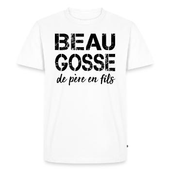 Beaugosse Shirt • • Citation Drôle • Fils Cadeaux - T-shirt Premium bio Homme - blanc - Devant - Nico (187cm)