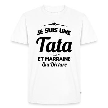 Je Suis Une Tata et Marraine Qui Déchire - T-shirt Premium bio Homme - blanc - Devant - Nico (187cm)
