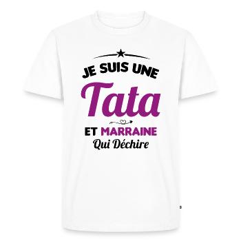 Je Suis Une Tata et Marraine Qui Déchire - T-shirt Premium bio Homme - blanc - Devant - Nico (187cm)