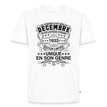 Les Légendes Sont Nées En Décembre 1933 Cadeau - T-shirt Premium bio Homme - blanc - Devant - Nico (187cm)