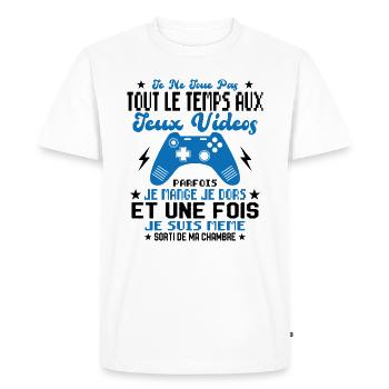 Je ne joue pas tout le temps aux jeux vidéos - T-shirt Premium bio Homme - blanc - Devant - Nico (187cm)