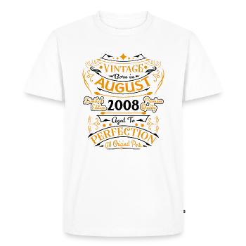 Vintage Flourish Birthday Gift August 2008 - Men's Premium Organic T-Shirt - white - Front - Nico (187cm)