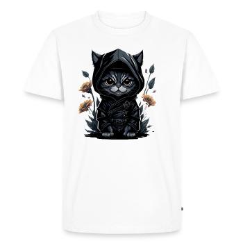 Partez à l’aventure avec le chat ninja - T-shirt Premium bio Homme - blanc - Devant - Nico (187cm)