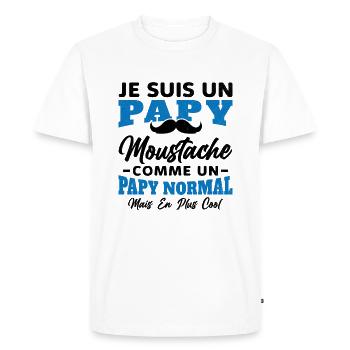 Un papy moustache comme un papy normal - T-shirt Premium bio Homme - blanc - Devant - Nico (187cm)