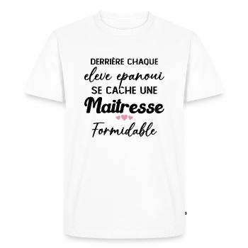 Maîtresse Formidable Remerciement Fin d'année - T-shirt Premium bio Homme - blanc - Devant - Nico (187cm)