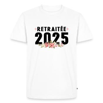 Retraitée 2025 - T-shirt Premium bio Homme - blanc - Devant - Nico (187cm)