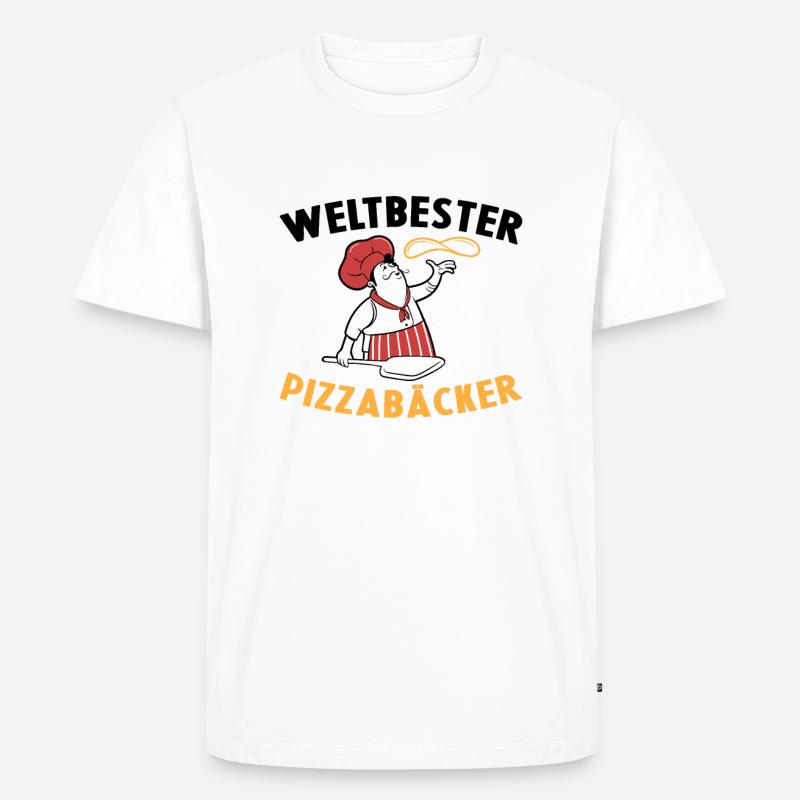 Weltbester Pizzabäcker Pizza Geschenkidee Kochen - Männer Premium Bio T-Shirt - Weiß