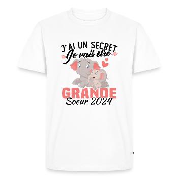J'ai un secret Je Vais Être Grande Soeur 2024 - T-shirt Premium bio Homme - blanc - Devant - Nico (187cm)